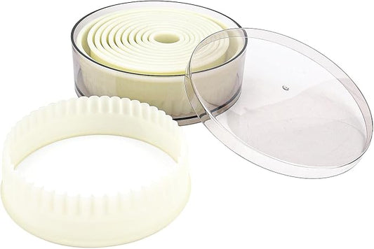 Multi-Shape Nylon Cookie Molds Round Square Star Plastic Geometry Biscuit Cutter Dough Mousse Bread Slicer DIY Bakery Utensils (Big Fluted Round Set)