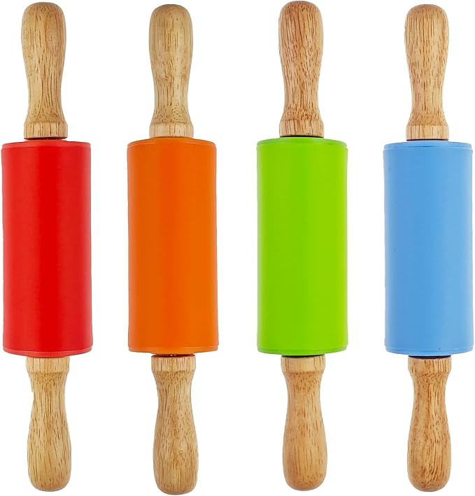 4 Pack Small Rolling Pin for Kids, Kids Rolling Pin for Home Kitchen (9 Inch)