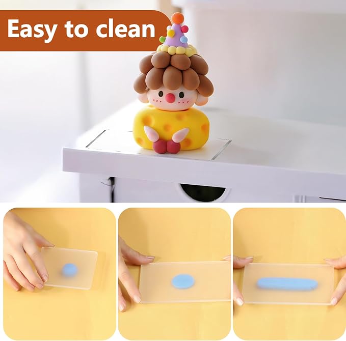 14 Pcs Polymer Clay Tools, Solid Acrylic Roller for Clay, Protect Fingers Polymer Clay Cutter, Clear Acrylic Sheet Press Board Wire Texture Set Needle Detail Modelling Supplies for Beginners