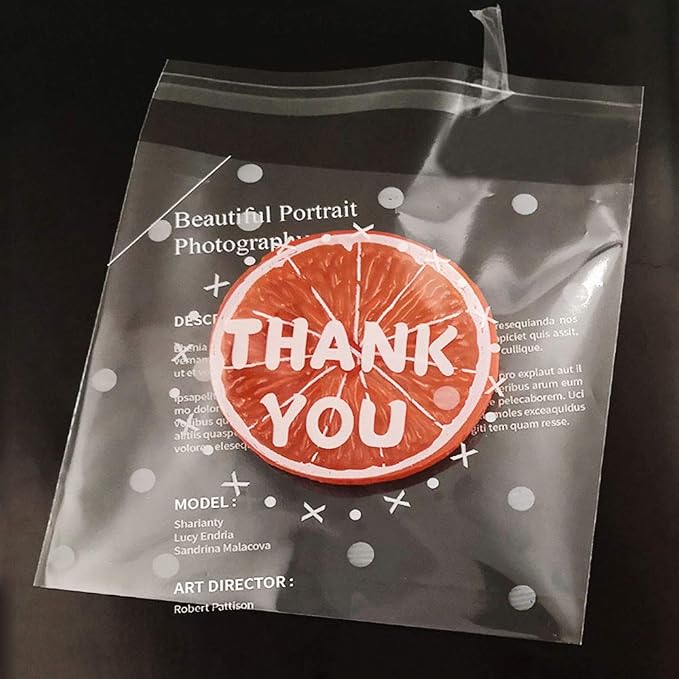 200pcs Clear Self-Adhesive Treat Bags – Cellophane Cookie & Candy Bags with “THANK YOU” Design for Bakery & Party Favors (5.5” x 5.5”)