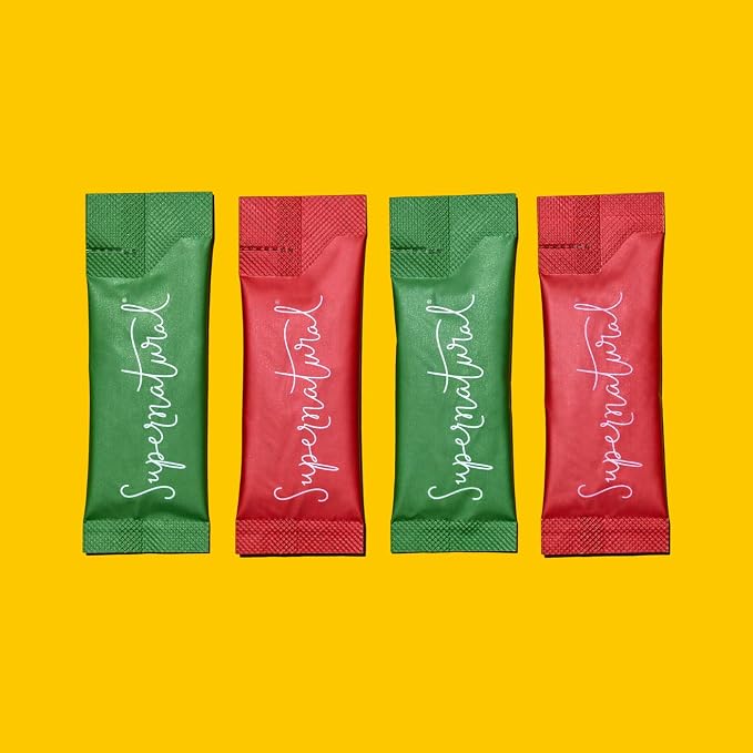 Supernatural Plant-Based Food Coloring - Red & Green Natural Food Dye Powders, Hyper-Concentrated, Vegan, No Artificial Dyes for Holiday Baking (4 Packets)