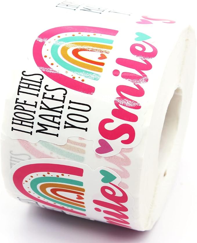 I Hope This Makes You Smile Stickers,Cute Smile Small Business Sticker for Mail Envelopes Package Packing 500 Labels Per Roll