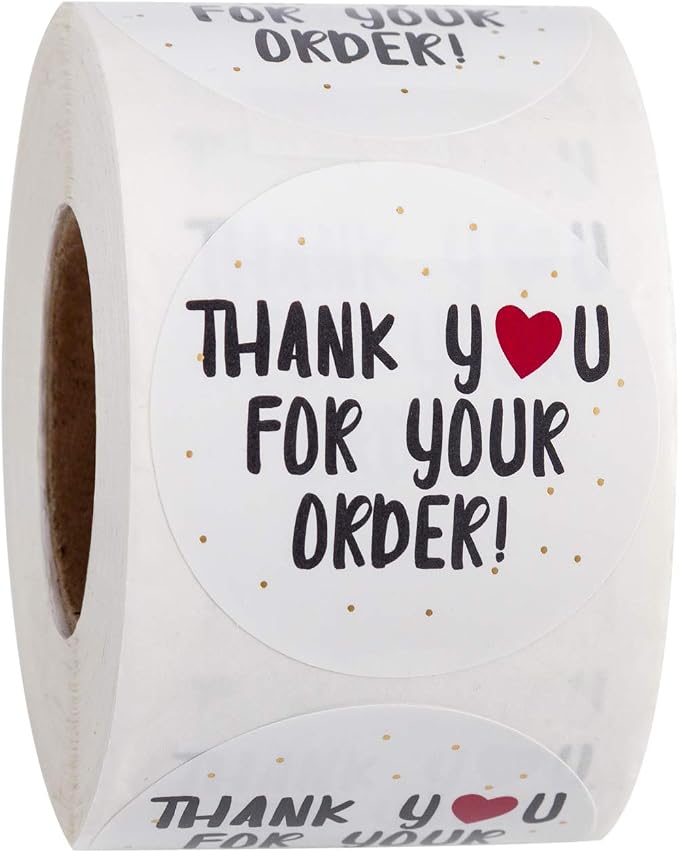 WRAPAHOLIC 2 Inch 500 Total Labels - Thank You for Your Order Stickers - Heart Thanks for Shopping Small Shop Local Handmade