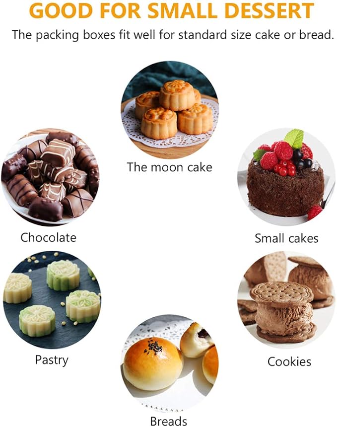 DOITOOL 100Pack Plastic Single Individual Cupcake Muffin Dome Holders, Moon Cake Box Stand, Mooncake Packaging Box with Covers, Cookies Muffins Dome Box Transparent Dessert Boxes- Golden ( 5. 7x5.
