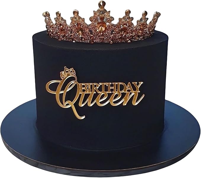 Happy Queen Cake Topper,Acrylic Queen Birthday Cake Decoration for Women Queen Birthday Decorations Cake Decoration Party Supplies