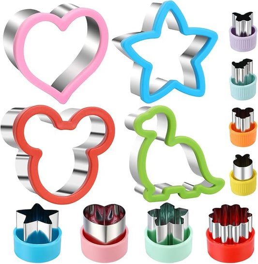 Elfkitwang Sandwich Cookie Cutters Set, Dinosaur,Heart,Star,Mouse,Sandwich Knife Cookie Knife Vegetable Cutter Food Grade Cookie Mould.(12Pcs)