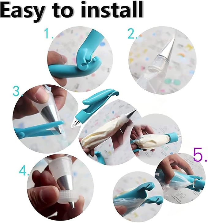 11-Piece Cake Decorating Kit – Blue DIY Cake Decor Pen Supplies with 4 Different-Shaped Nibs, 4 Nozzles Decorative Bags and 2 Couplers Icing Pens, Piping Tips & Tools for Cookies, Cupcakes, Fondant