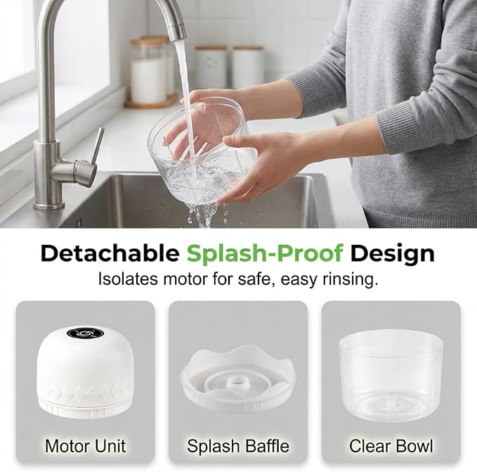 Electric Garlic Chopper, Mini Veggie Chopper Garlic Mincer (Green) | Portable Cordless Vegetable Chopper, Rechargeable Wireless Food Processor for Garlic Onion Ginger Chili Vegetables Meat