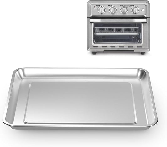 Air Fryer Tray Replacement for Cuisinart TOA-060 TOA-065 Toaster Oven Parts | 12.4"x11" Stainless Steel Non‑Stick Half Baking Sheet Pan Convection Oven, Bakeware Accessories for Oven Cooking and Broiling