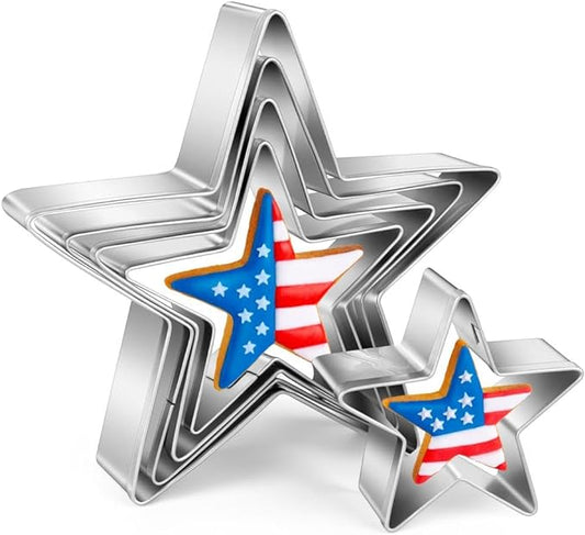 Star Cookie Cutter Set - Gtmkina 5 Pieces Mini Star Shaped Biscuit Cutter Set, Stainless Steel Small Cookie Cutters Set for DIY Holiday Party Decorations, 1