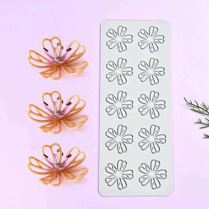 mostsom Silicone Five-Leaf Shape Fondant Molds Chocolate Mould for Cake Pastry Decor Baking Gumpastes Moulds Decoration Sugar Lace Mat (H_ Five-Leaf)
