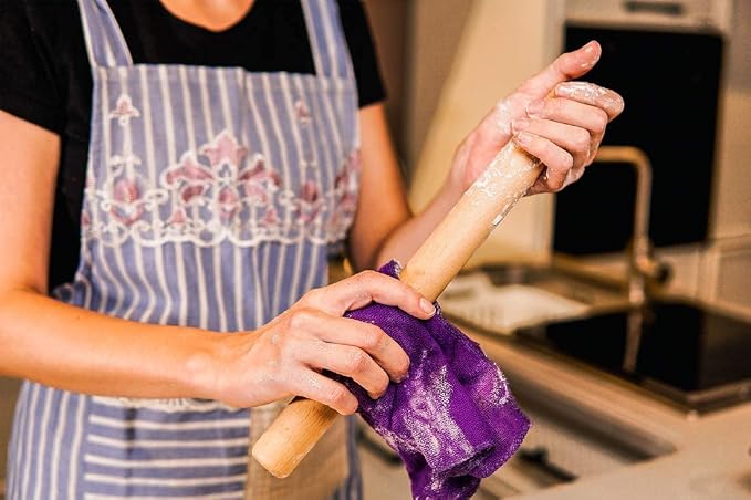 Wood Rolling Pin Dough Roller, Wooden Rolling Pin for Baking Pasta Fondant 13.8 Inches - Straight
