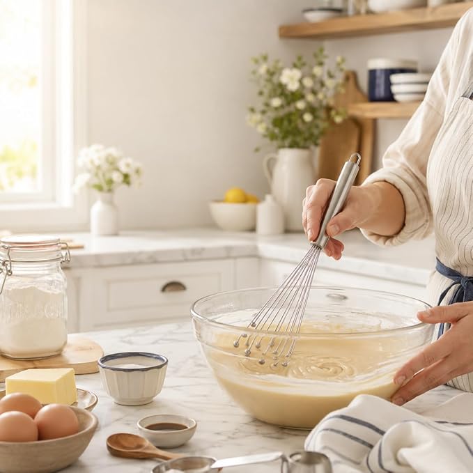 Mrs. Anderson's Baking Stainless Steel Ball Whisk, Flexible Wire Design For Whisking Eggs, Sauces, Dressings, And Desserts
