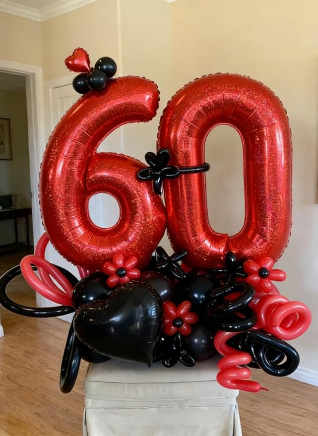 Laser Red 5 Balloon, Number Balloons 40 Inch, 5th Birthday Balloon Decorations, Laser Red Party Supplies, 5 Number Balloons, Number 5 Balloon