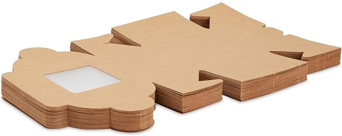 Juvale Cookie Boxes with Window - 50 Pack, 4 x 4 x 2.5 in Brown Cardboard - Pastry Containers & Cupcake Box for Baked Goods Packaging - Mini Treat Holders