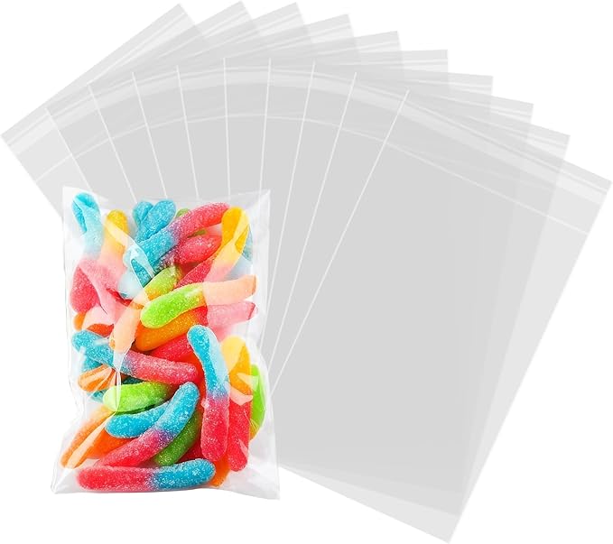 200 Pcs Self Sealing Cellophane Bags, 5x7 Inches Cookie Bags, Resealable Cellophane Bags Self Adhesive for Bakery Cookies Candy Snack