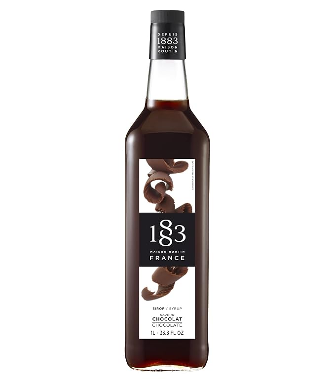 1883 Chocolate Syrup for Drinks, Made in France, 1 Liter Glass Bottle