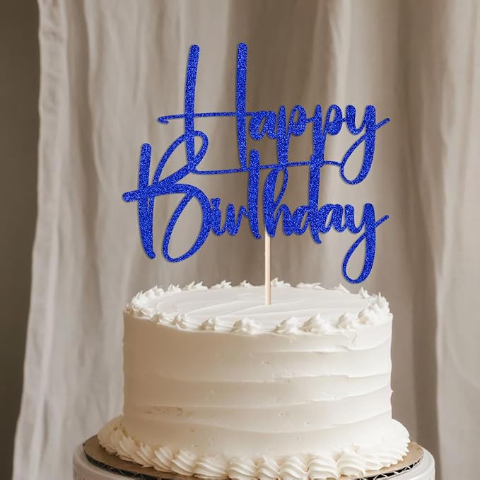 dark blue Happy Birthday Cake Topper, Happy Birthday Cake Bunting Deco, Baby Gender Reveal Party/Anniversary Party Decoration Supplies