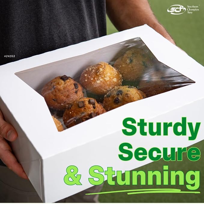 Southern Champion Tray 24433 Paperboard White Window Bakery Box, 19" Length x 14" Width x 4" Height (Case of 50)