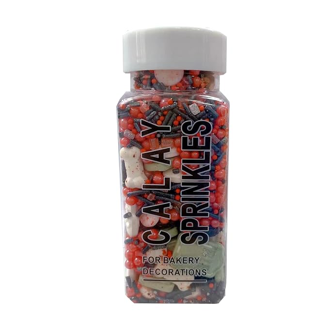 Sentovac Halloween Sprinkle Tombstone Skull Bloody Eyes Bones Red Peals Sprinkles Mix Edible for Cake Decorating Sugar Candy Cookie Cupcake Topper Baking Decorations Halloween Christmas Supplies
