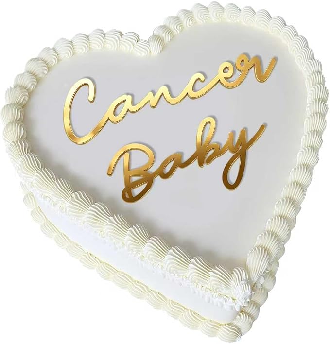 Cancer Cake Topper – Zodiac Birthday Decoration for Cancer Season, Horoscope Party Supplies for Baby or Adult Birthday (Cancer Baby golden)
