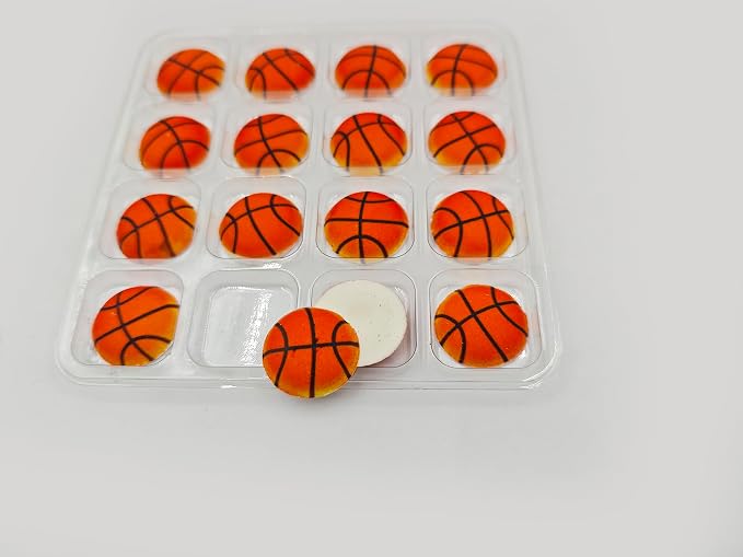 Edible 16 pieces Basketball cake decorations, cupcake toppers, perfect Icing Cookies decro for Sports Valentine's Day Birthday Halloween Thanksgiving Christmas party Team Dinner