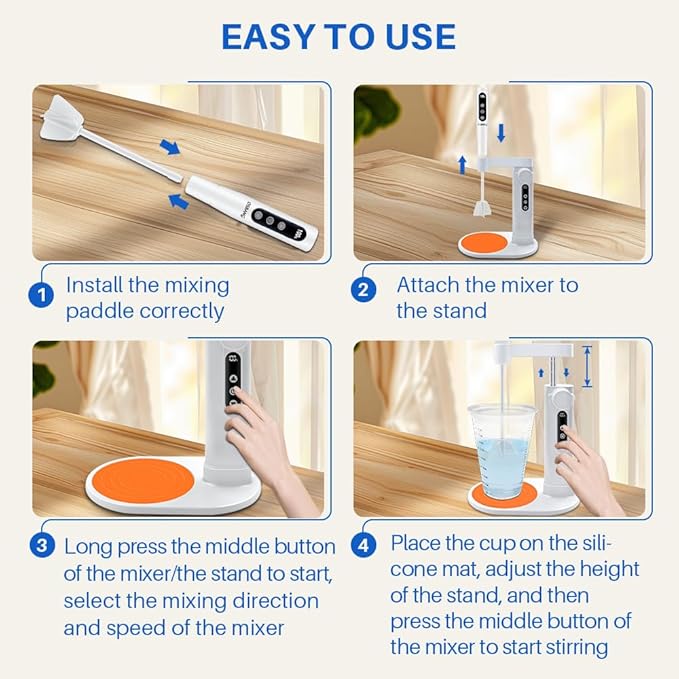 OSBANG Electric Resin Mixer with Stand, Rechargeable Epoxy Resin Mixer with Hands-Free Resin Mixer Stand for Save Your Wrist, Resin Accessories for Resin, Silicone, Resin Molds, Soap Making & More
