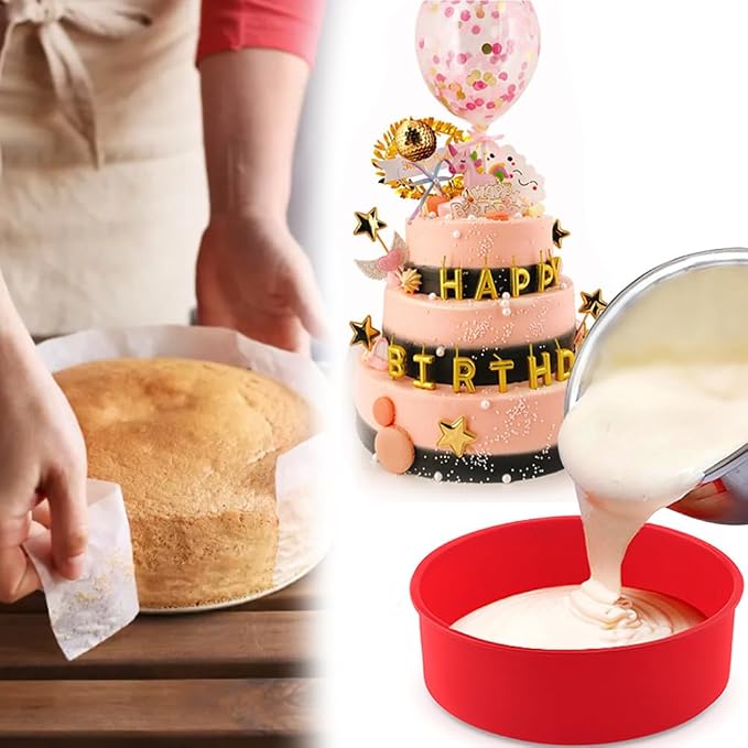 LOQJSS Cheesecake Pan Protector 10‘’ Round Springform Pan Silicone Cheesecake Water Bath Pan Round Cake Pan Baking Mold Preventing Water from Entering the Spring Form Pan(SIZE:10inch/red)