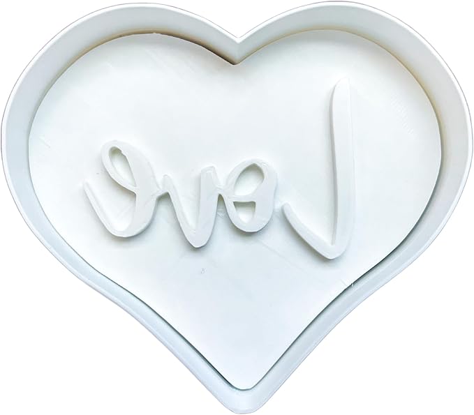 Heart Love Cookie Cutter with Stamp – 3.5" Heart Cookie Cutter with Debossed LOVE Design – Valentines Cookie Cutter & Cookie Stamp for Cookies, Fondant, Biscuit Dough, Clay – Durable Baking Tool