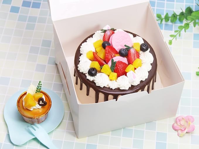 White Bakery Boxes 8x8x5 Inch - 10Pack Window Gift Boxes