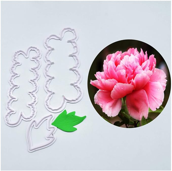 Fondant Icing Tool, 9Pcs Roses Carnations Peony 3D Petal Cake Cutter Flower DIY Baking Accessories