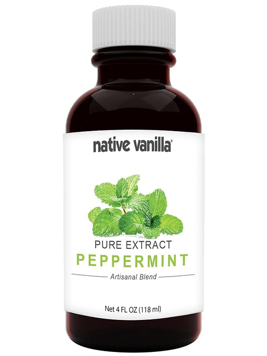Native Vanilla - Pure Peppermint Extract - 4 Fl Oz - Pure Flavors and Extracts - Perfect for Cooking, Baking, and Dessert Crafting
