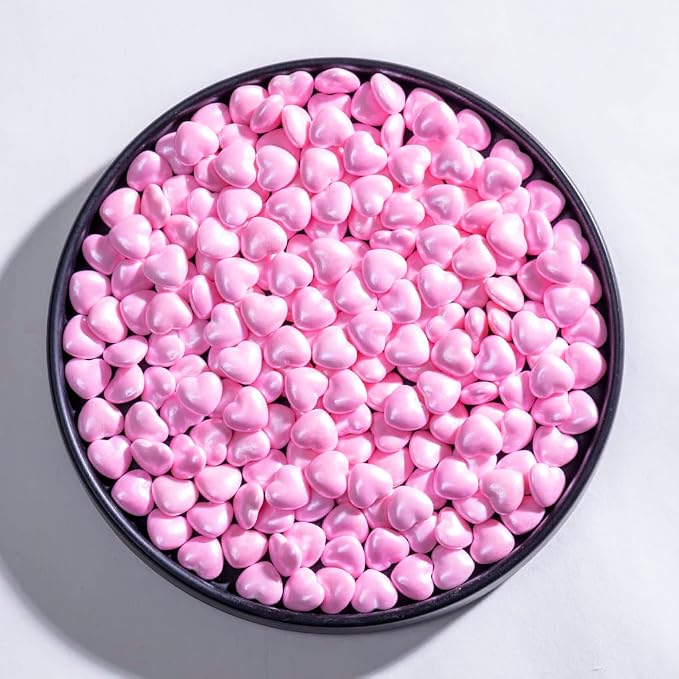 NIPEOR Pink Heart Sprinkles, 130g/4.6oz Edible Pearl Sugar Sprinkles, Heart-Shaped Cake & Cookie Sprinkles for Cupcake, Ice Cream & Dessert Decorating (Pink)