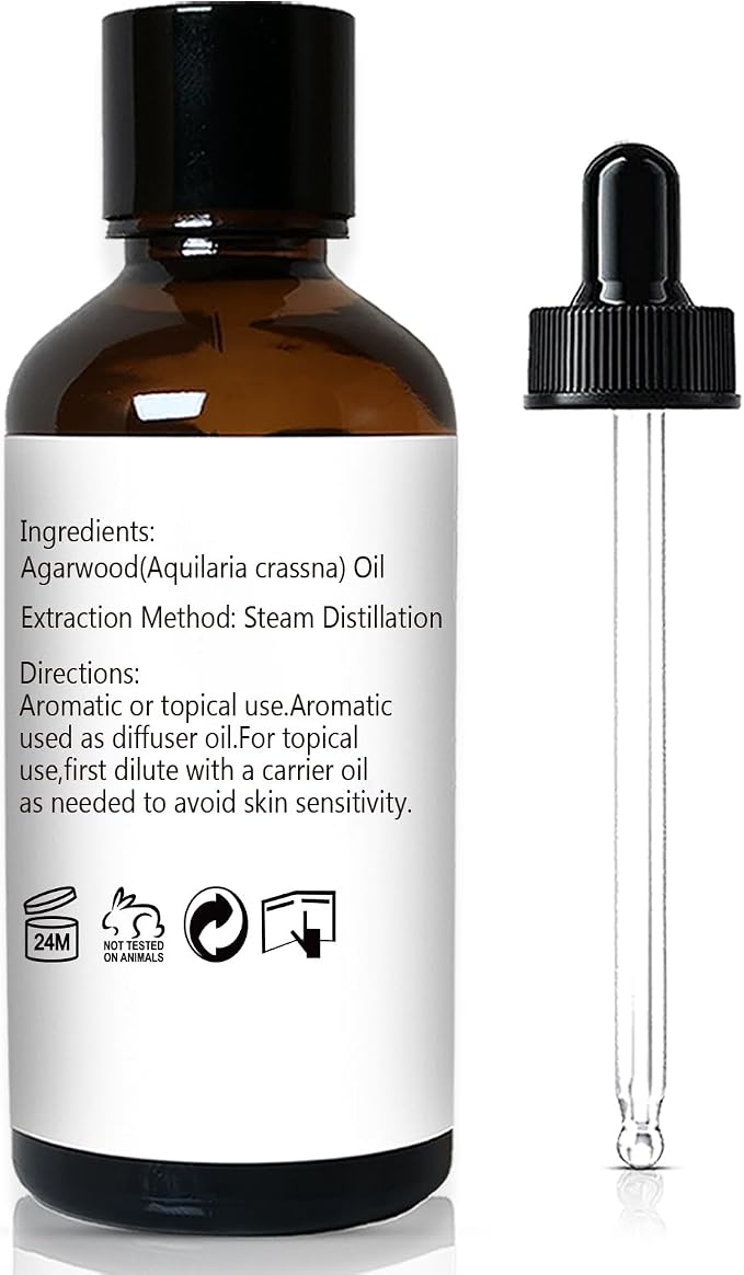 GM Gumili Agarwood Essential Oil, Pure Argawood Oud Oil for Aromatherapy, Meditation - 30ml/ 1 oz
