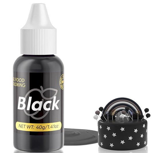 Gel Food Coloring for Cake Decorating - 40g Concentrated Assorted Edible Colors - Vibrant Tasteless Food Dye Professional-Grade Dye for Easter Eggs Fondant Cookies Frosting Royal Icing Baking - Black