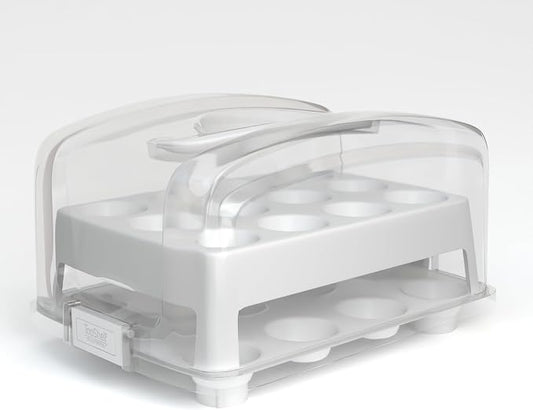Top Shelf Elements MINI Cupcake Box. NOT For Standard Size Cupcakes. Fashionable White Carrier Holds 24 MINI-Size Cupcakes, Cupcake Traveler,