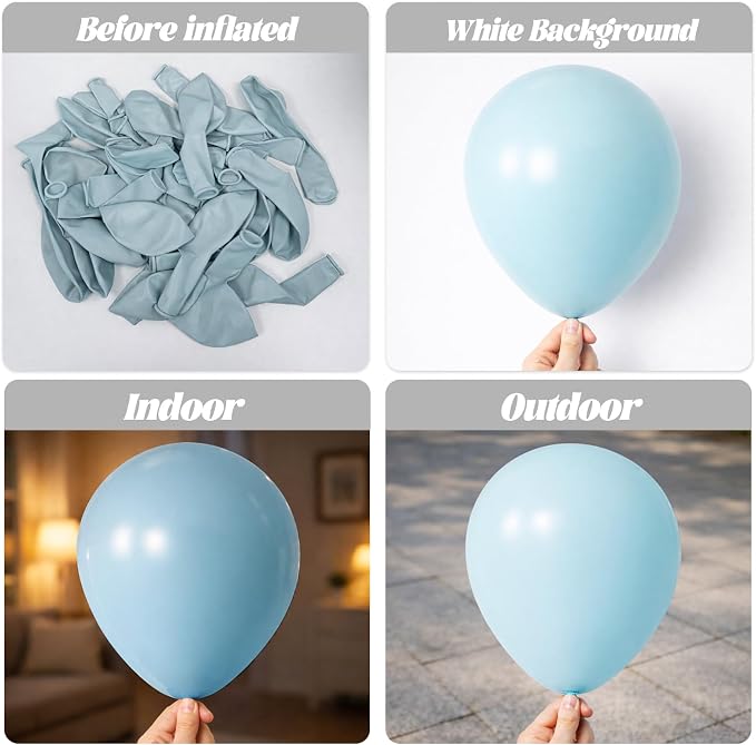 Voircoloria 130pcs Pale Aqua Balloons Different Sizes 18" 12" 10" 5" Aqua Blue Latex Balloon Garland Arch Kit for Birthday Baby Shower Graduation Wedding Gender Reveal Anniversary Party Decorations