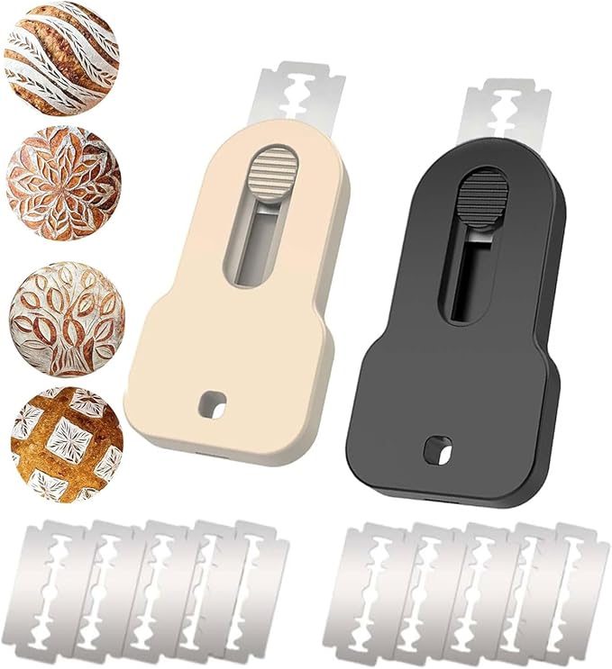 2 Pack Bread Lame Dough Scoring Tool,Retractable Magnetic Sourdough Scorer with 10 Stainless Steel Blades/Razor for Homemade Bread Baking Accessories