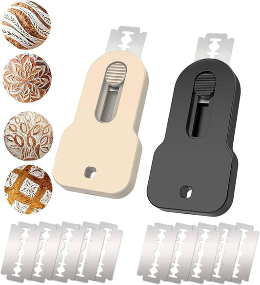 2 Pack Bread Lame Dough Scoring Tool,Retractable Magnetic Sourdough Scorer with 10 Stainless Steel Blades/Razor for Homemade Bread Baking Accessories