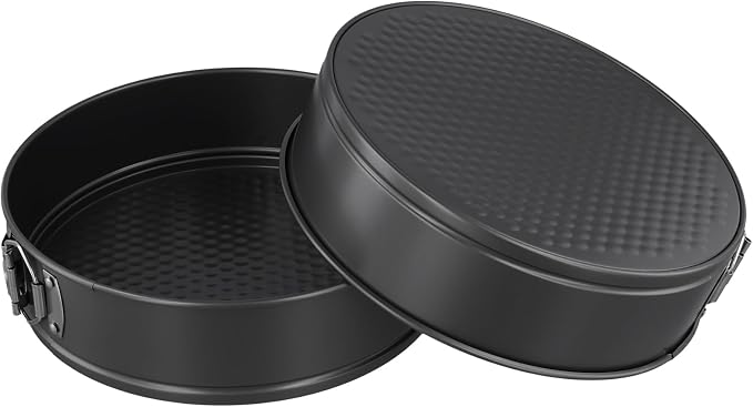 SINJEUN 3 PCS 9 Inch Springform Cake Pan, Nonstick Round Cheesecake Pan with Removable Bottom, Cake Baking Mold for Cake, Cheesecakes and Pizza, Black﻿