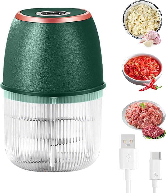 Electric Garlic Chopper, 2026 New Mini Food Chopper for Garlic and Onion, Portable Vegetable Chopper for Salad, Compact Kitchen Chopper for Home Cooks (Green)