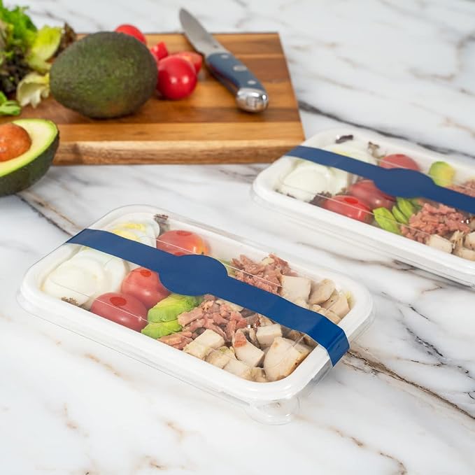 Restaurantware-Chef 101 12 x 1.5 Inch Packaging Bands, 100 Self-Adhering Belly Bands - Disposable, Strong, Blue Paper Label Stickers, For Packaging Supplies, Keeps Take Out Containers Sealed