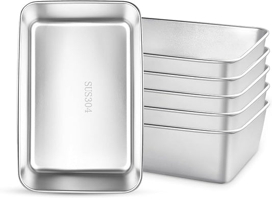 6 Pack Loaf Pan for Baking Bread, 304 Stainless Steel Bread Loaf Pan Meatloaf Pan for Homemade, Banana, Lasagna Cake, Brownies, Lasagnas, Oven & Dishwasher Safe
