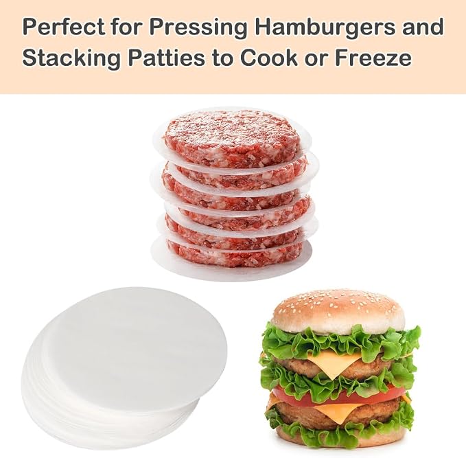 BYKITCHEN 6 Inch Parchment Paper Rounds, Set of 220, Burger Patty Paper/Hamburger Press Paper, Non Stick Small Pre-cut Round Parchment Paper for Cake Pan, Springform Pan, Smash Burger Press and More