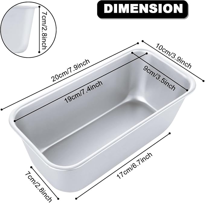 AKOLAFE 4 Pack Aluminum Loaf Pans 8x4 Inch Banana Bread Pan for Homemade Bread Loaf Pan for Baking Bread Tins for Baking Loaf Pans for Oven Sourdough Bread Baking Pan Metal Sandwich Loaf Bread Pans