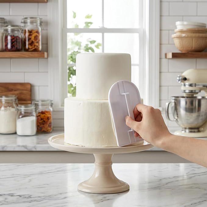 2 Pcs Cake Smoother Fondant Tools Cake Scraper Buttercream Smoother Leveller For Beginners & Bakers, Dishwasher Safe Ideal Baking Gift & Tools