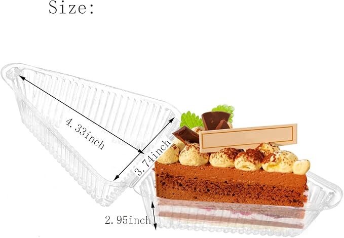 Goiio 100 Pieces Cake Slice Plastic Containers | 4.33 Inches Hinged Lid Cheese cake Container, for Home, Bakery and Cafe