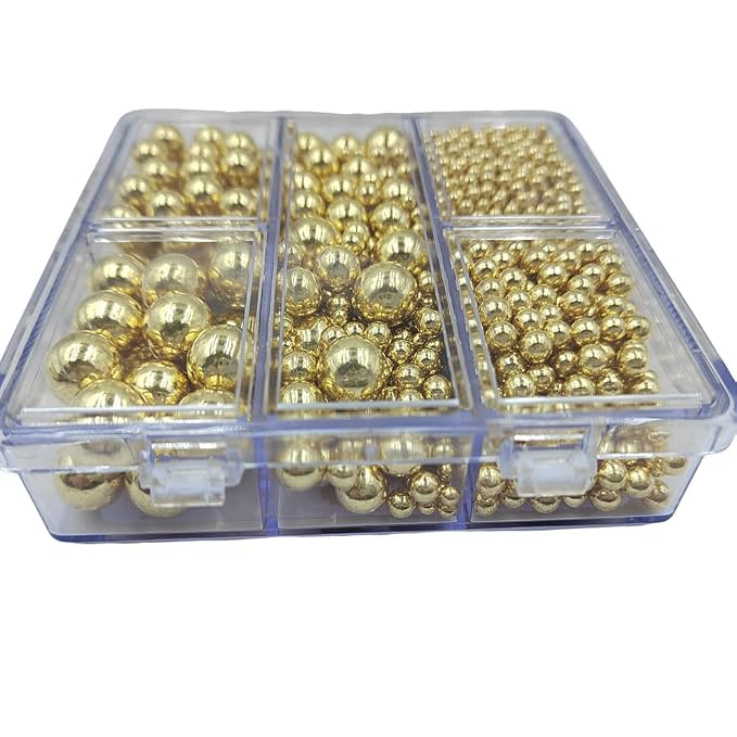 Gold Pearl Sprinkles for Cake Decorating, 4 Sizes Mix Size Sugar Pearls for Cupcake Topper, Ice Cream, Donuts, Baking Decoratings (2mm, 4mm, 7mm, 10mm)