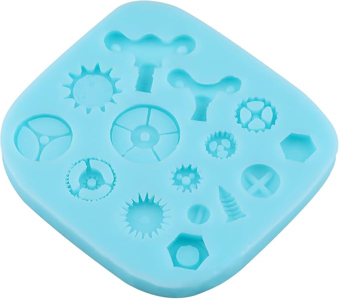 Steampunk Gear Fondant Molds Cogs Silicone Molds for Cake Decorating Cupcake Topper Chocolate Candy Gum Paste Polymer Clay
