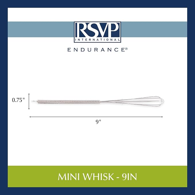 RSVP International Kitchen Tool Collection, Stainless Steel, Dishwasher Safe, Whisk, 9"
